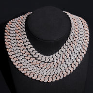 RTS Factory Hip Hop Jewelry 13mm Raised Stones Solid 925 Sterling Silver Gold Plated Iced Out Moissanite Miami Cuban Link Chain