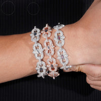 New Arrivals Iced Out Royal Blue Pink Marquise Hip Hop Infinity 16.5mm 925 Sliver VVS Moissanite Bracelet