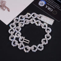 Hip Hop Style Baguette Diamond 925 Sterling Silver Iced Out 16mm Cuban Moissanite Infinity Link Chain