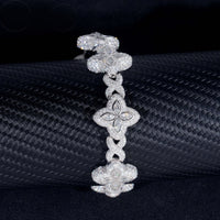 Hot Selling Hip Hop Style Rapper 925 Sterling Silver Men Infinity Cuban Link Moissanite Clover Bracelet