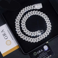 Pass Diamond Tester Rapper Jewelry Iced Out Baguette 18MM 925 Silver Hip Hop Moissanite Cuban Link Chain
