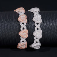 Heart Mixed Infinity Shape Mossanite Bracelet VVS Moissanite 925 Sterling Silver Ice Out Diamond Mossanite Cuban Link Chain