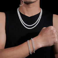 Hot Sale RTS Cuban Chain 5mm ONE ROW Moissanite Pass Diamond Tester 925 Silver Gold Plated Cuban Link Chain Fine Jewelry