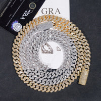 RTS Promotion Price 12MM Gold Plated 925 Sterling Silver VVS Moissanite Hip Hop Jewelry Iced Out Cuban Link Chain Necklace
