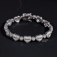New Iced Out 925 Sterling Silver Heart Shape Moissanite Bracelet Trendy Men Hip Hop Jewelry Moissanite Cuban Link Chain