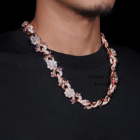 Pass Diamond Tester Rose Gold VVS Moissanite Lab Diamond Silver 925 18MM Flower Cuban Hip Hop Iced Out Jewelry Cuban Link Chain