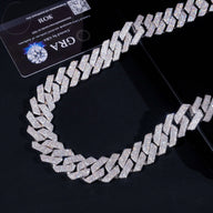 Big Heavy 22mm Sticking Out 3 Rows Hip Hop 925 Silver Moissanite Diamond Cuban Link Chain for Men