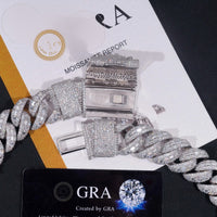 Bulk Size 22MM S925 Solid Silver Iced Out Hip Hop Jewelry Moissanite Diamond VVS Miami Cuban Link Chain Mosaic Cuban Chain