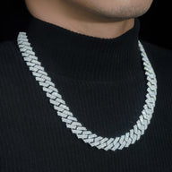 Shining Moissanite Hip Hop Jewelry 15mm 2rows Design Sterling Silver Gold Plated Diamond Moissanite Cuban Link Chain