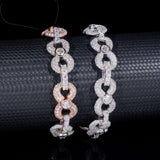 Ready to Ship 13MM Width Solid Sterling Silver 925 Gold Plated Hip Hop VVS Moissanite Infinity Cuban Link Chain Bracelet