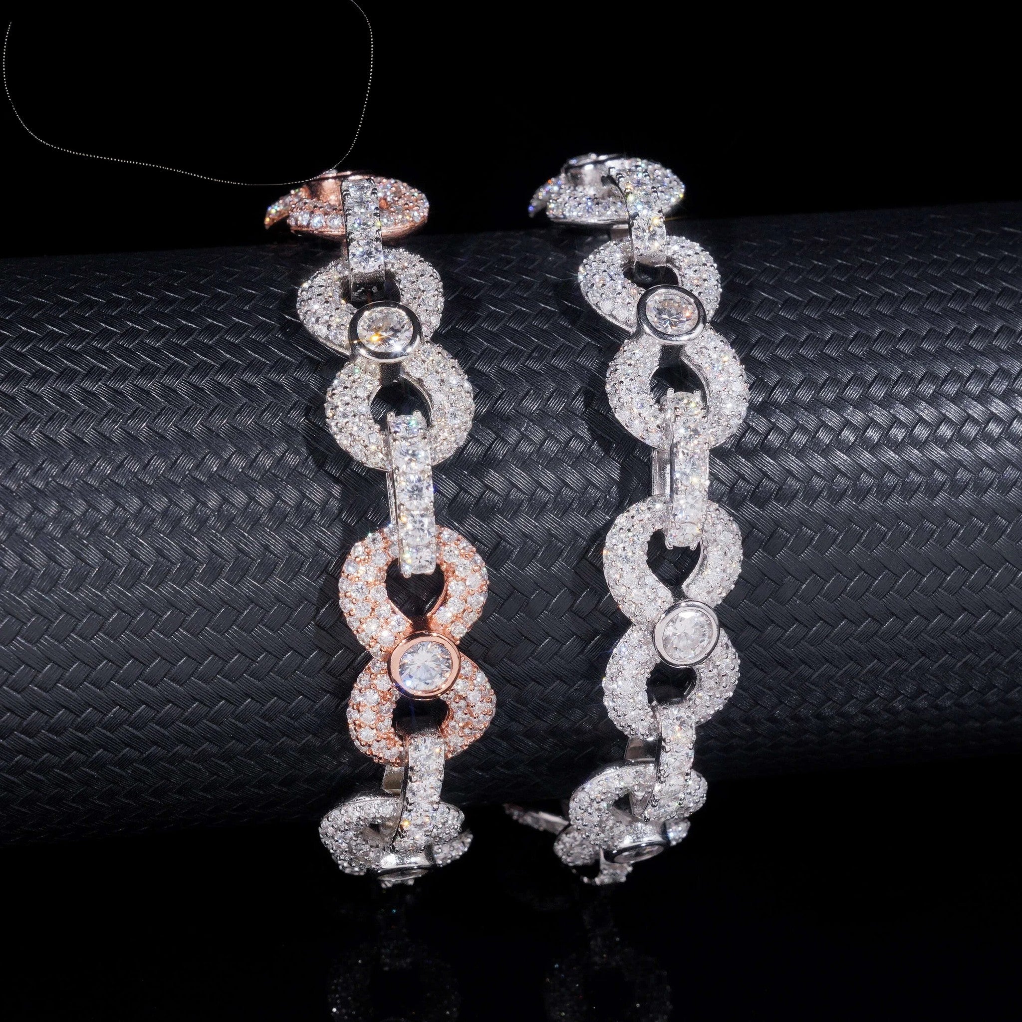 Ready to Ship 13MM Width Solid Sterling Silver 925 Gold Plated Hip Hop VVS Moissanite Infinity Cuban Link Chain Bracelet
