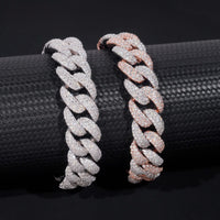 Rapper Jewelry Hip Hop Mens 15mm Iced Out 925 Sterling Silver Two Tone Moissanite Cuban Bracelets