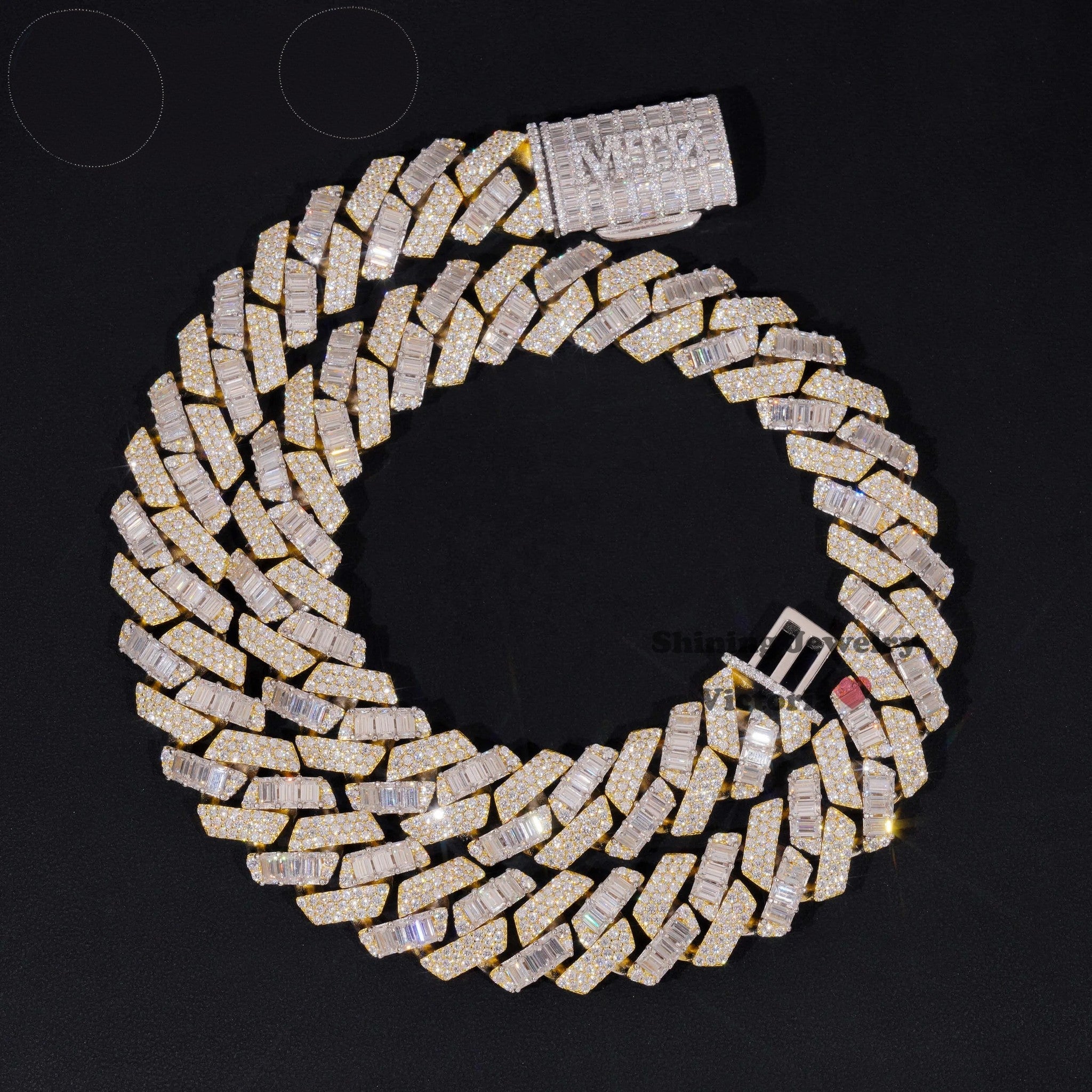20MM Big Heavy Hip Hop Luxury Cuban Necklace 925 Silver Baguette Iced Out VVS Moissanite Lab Diamond Miami Cuban Link Chain