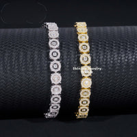 New Arrivals Hip Hop 7mm High Quality Hand Cut Miracle Plate 925 Silver Cuban Link Chain VVS Moissanite Bracelet