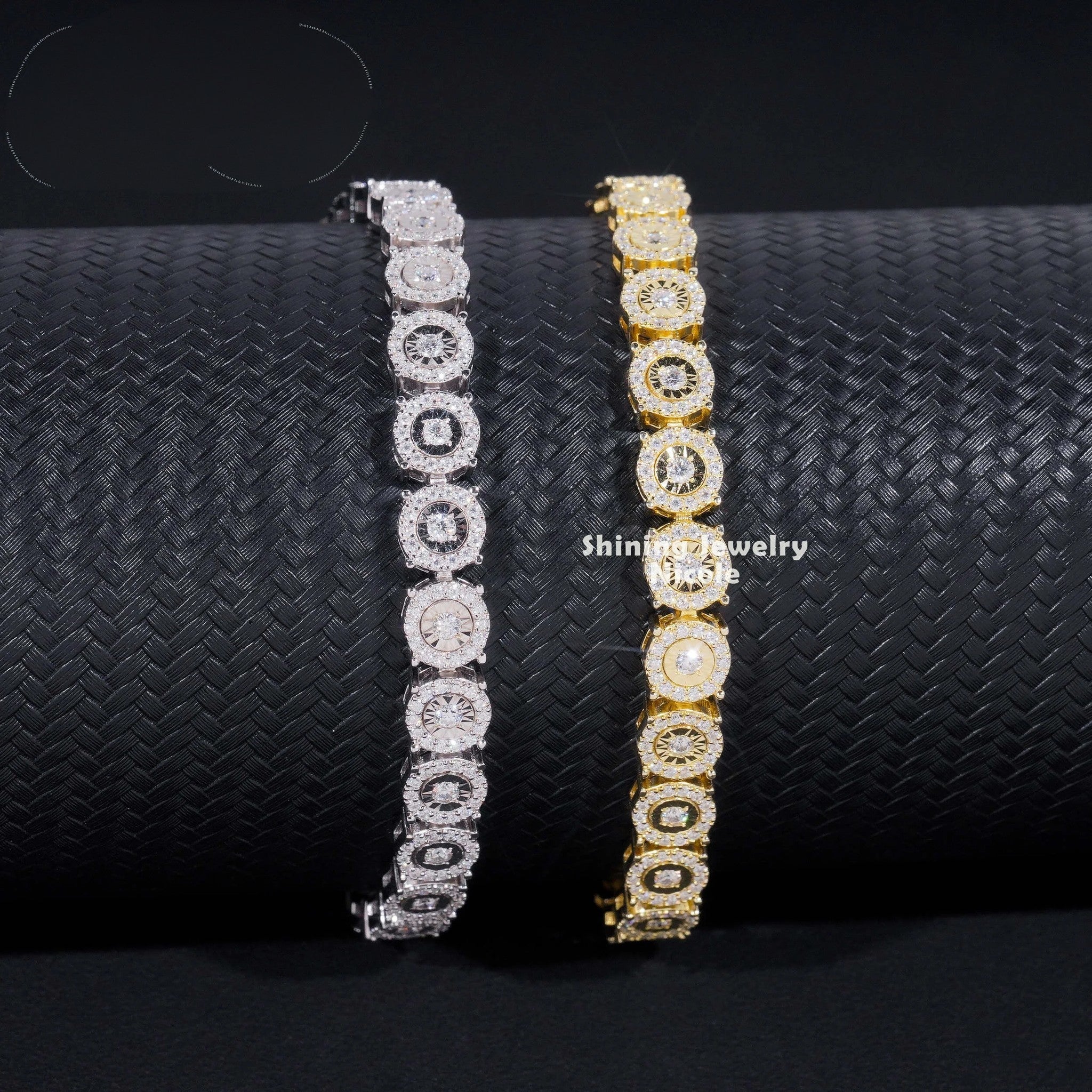 New Arrivals Hip Hop 7mm High Quality Hand Cut Miracle Plate 925 Silver Cuban Link Chain VVS Moissanite Bracelet