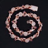 Pass Diamond Tester Rose Gold VVS Moissanite Lab Diamond Silver 925 18MM Flower Cuban Hip Hop Iced Out Jewelry Cuban Link Chain
