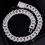 Rapper Hip Hop Jewelry Prong Setting GRA 925 Sterling Silver White Gold Plated Miami Moissanite Diamond 20MM Mosaic Cuban Chain