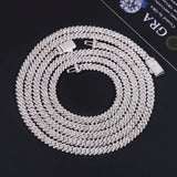 Hot Sale RTS Cuban Chain 5mm ONE ROW Moissanite Pass Diamond Tester 925 Silver Gold Plated Cuban Link Chain Fine Jewelry