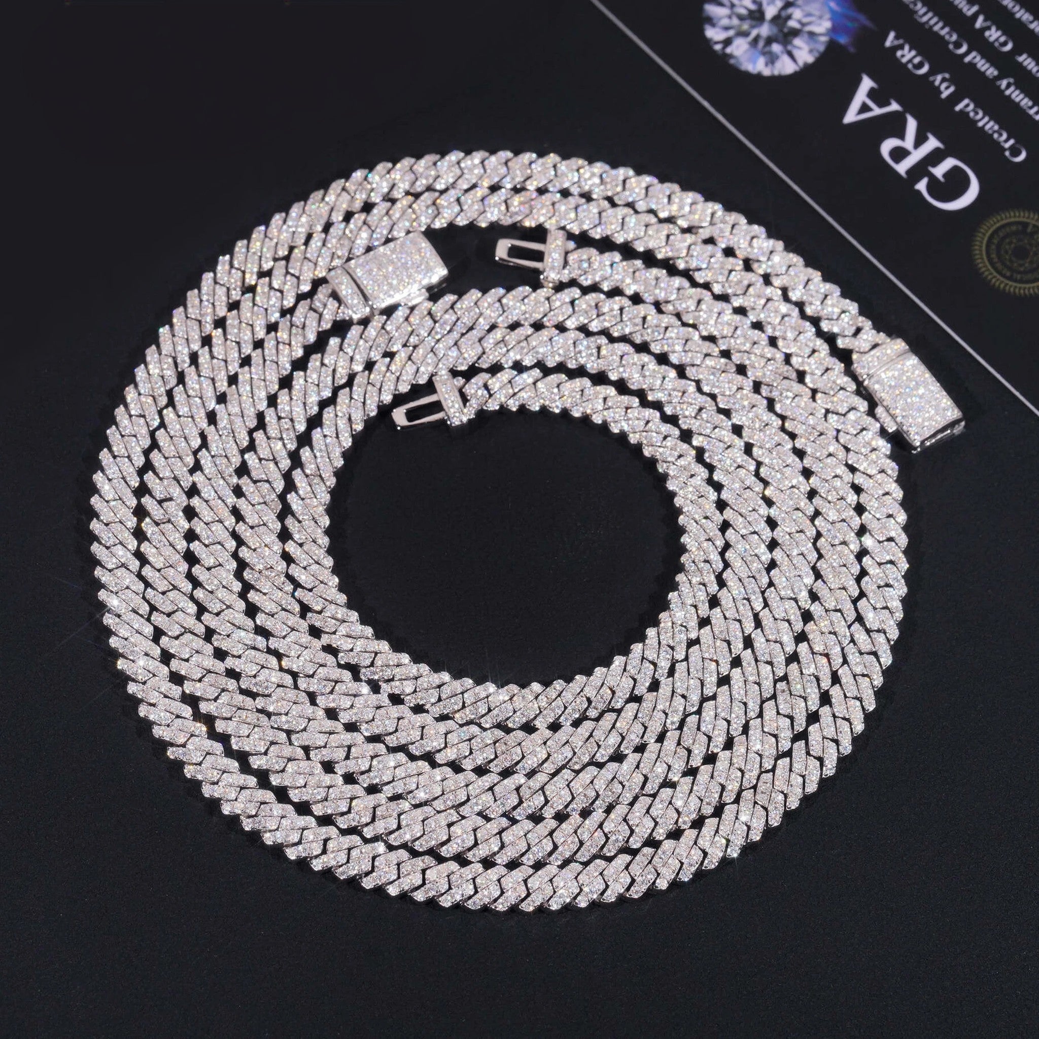 Hot Sale RTS Cuban Chain 5mm ONE ROW Moissanite Pass Diamond Tester 925 Silver Gold Plated Cuban Link Chain Fine Jewelry