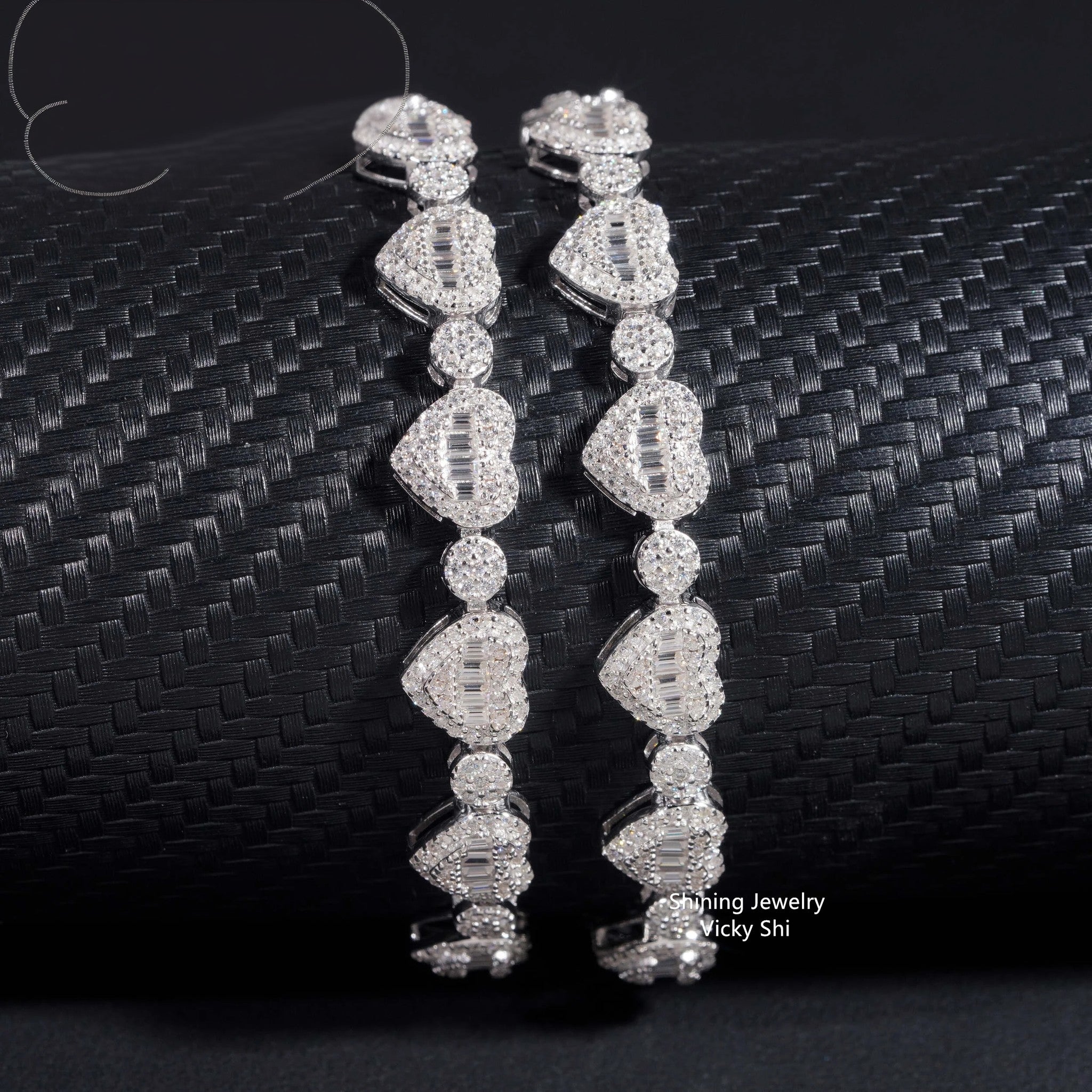 New Iced Out 925 Sterling Silver Heart Shape Moissanite Bracelet Trendy Men Hip Hop Jewelry Moissanite Cuban Link Chain