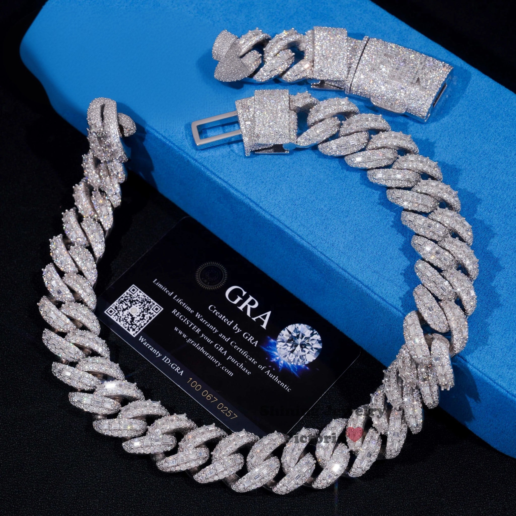 Bulk Size 22MM S925 Solid Silver Iced Out Hip Hop Jewelry Moissanite Diamond VVS Miami Cuban Link Chain Mosaic Cuban Chain