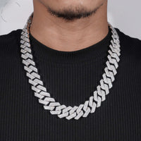 Big Heavy 22mm Sticking Out 3 Rows Hip Hop 925 Silver Moissanite Diamond Cuban Link Chain for Men