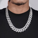 Hip Hop Miami Necklace 4 Rows Diamond Iced Out 925 Sterling Silver 20mm Moissinite Cuban Link Chain