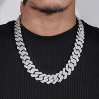 Hip Hop Miami Necklace 4 Rows Diamond Iced Out 925 Sterling Silver 20mm Moissinite Cuban Link Chain