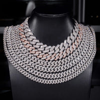 Iced Out Jewelry Classic 10mm 12mm 13mm 14mm 15mm 18mm Moissanite Diamond Hip Hop 925 Silver Cuban Link Chain