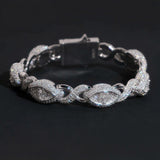 Real 925 Sterling Silver Gold Plated Hip Hop VVS Lab Diamond Moissanite Infinity Cat Eye Cuban Link Chain Bracelet