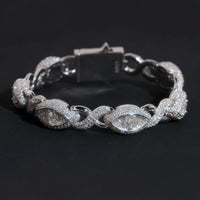 Real 925 Sterling Silver Gold Plated Hip Hop VVS Lab Diamond Moissanite Infinity Cat Eye Cuban Link Chain Bracelet