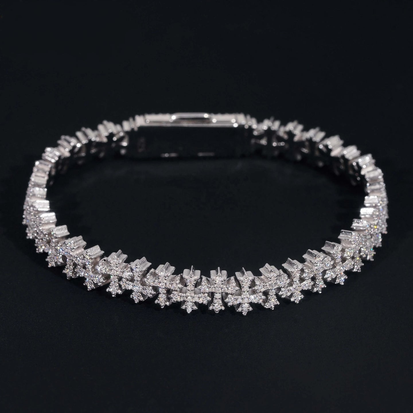 Luxury Small Size Cross Cuban Link Chain Sterling Silver 925 Moissanite Cross Bracelets Hip Hop Men's Jewelry