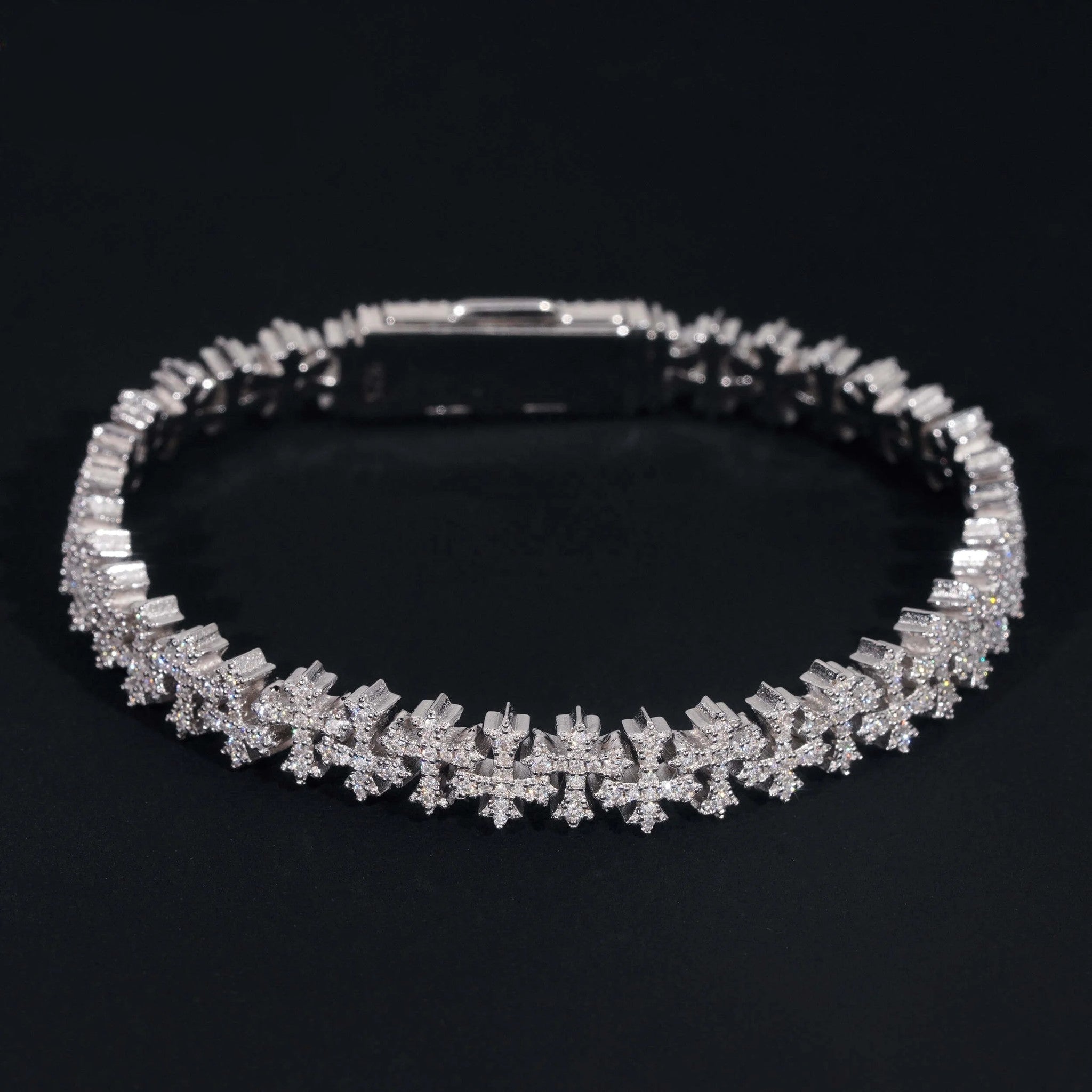 Luxury Small Size Cross Cuban Link Chain Sterling Silver 925 Moissanite Cross Bracelets Hip Hop Men's Jewelry