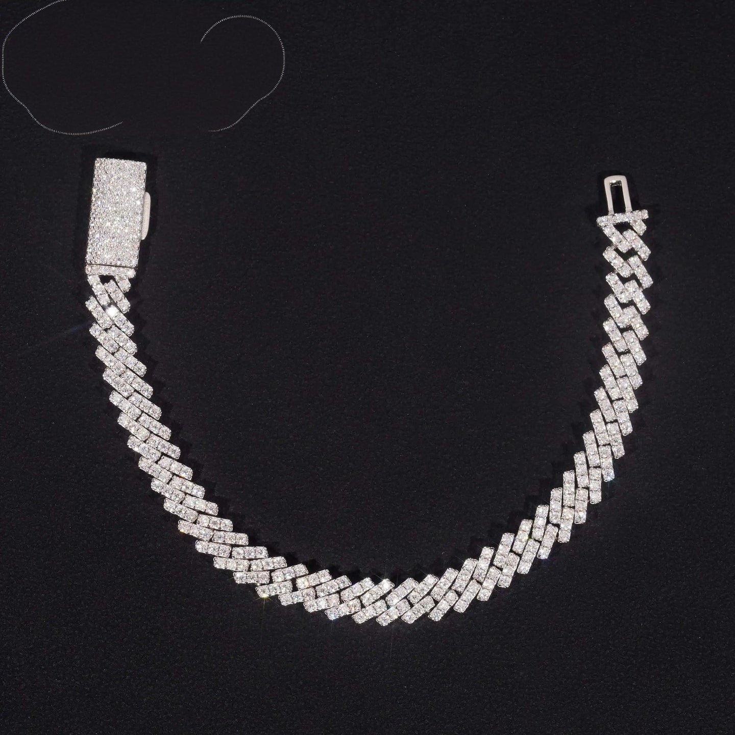 Single Row Moissanite 7mm Iced Out Cuban Necklace & Bracelet VVS Moissanite 925 Sterling Silver Miami Cuban Link Chain