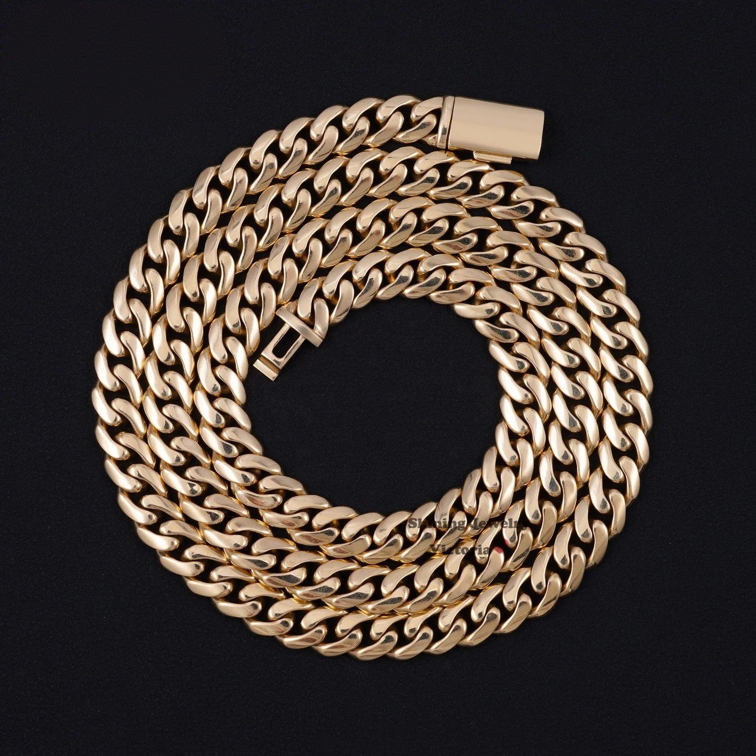 Plain Cuban Necklace Unisex Necklace Jewelry 8MM 22" 68.4 Gram 10K Solid Real Gold Cuban Link Chain