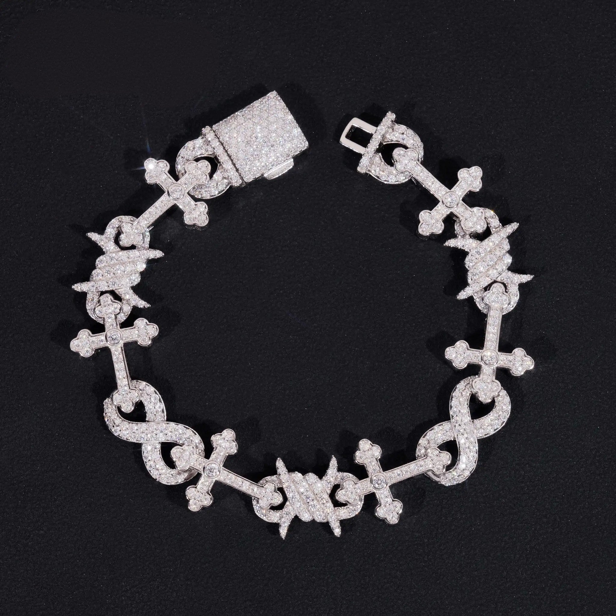 New Arrival Hip Hop Jewelry 925 Sterling Silver Pass Diamond Tester Iced Out Cross Infinity Link Moissanite Cuban Bracelet