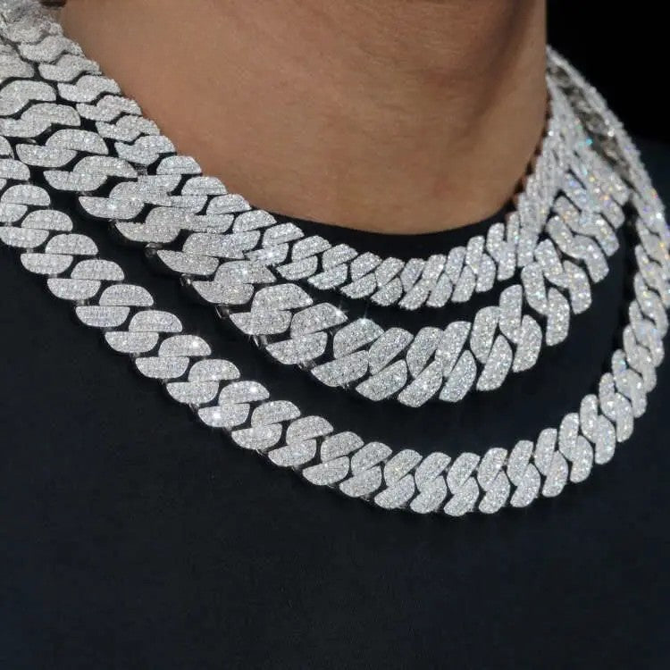 Hot Sale Rise up Moissanite Chain Pass Diamond Tester Diamonds 925 Sterling Silver Gold Plated Cuban Link Chain