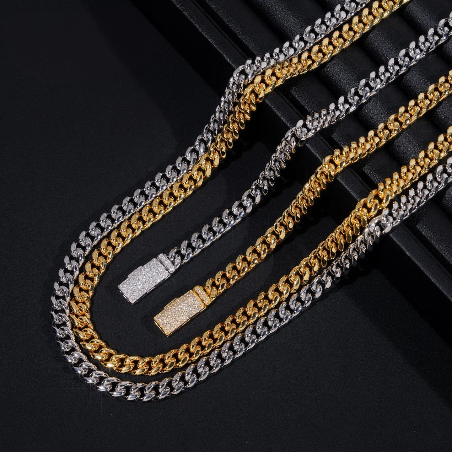 New Stocks Factory Price Hip Hop Jewelry 6mm Solid 925 Sterling Silver Moissanite Lock Stainless Steel Cuban Link Chain