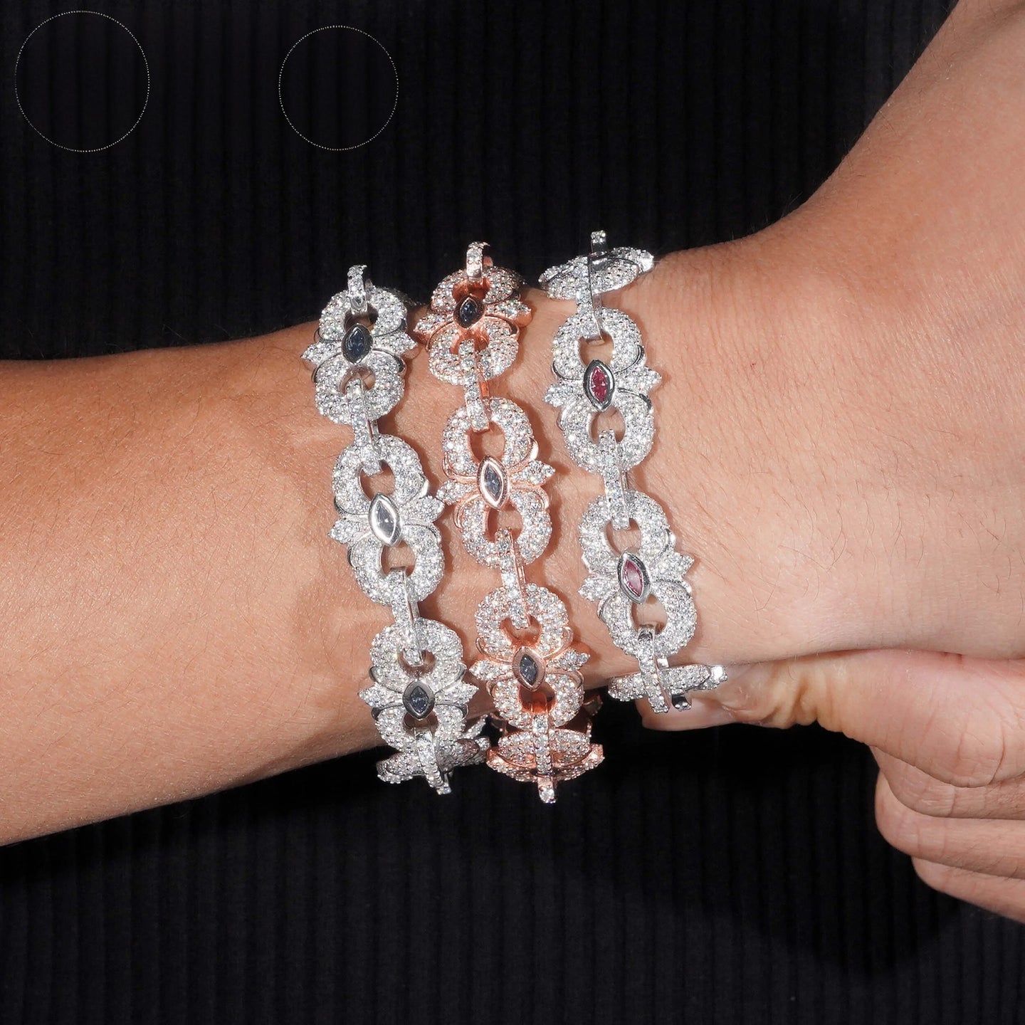 New Arrivals Iced Out Royal Blue Pink Marquise Hip Hop Infinity 16.5mm 925 Sliver VVS Moissanite Bracelet