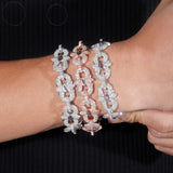 New Arrivals Iced Out Royal Blue Pink Marquise Hip Hop Infinity 16.5mm 925 Sliver VVS Moissanite Bracelet