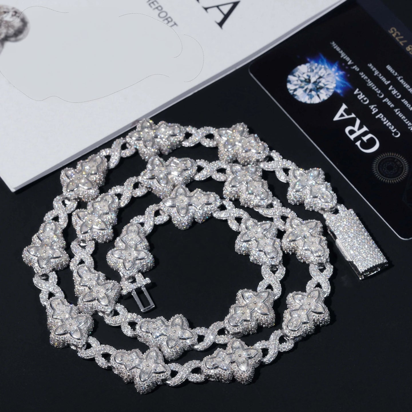 New Arrival VVS Moissanite Necklace Solid 925 Silver Cuban Link Hip Hop Jewelry Iced Out Flower Cross Link Cuban Necklace