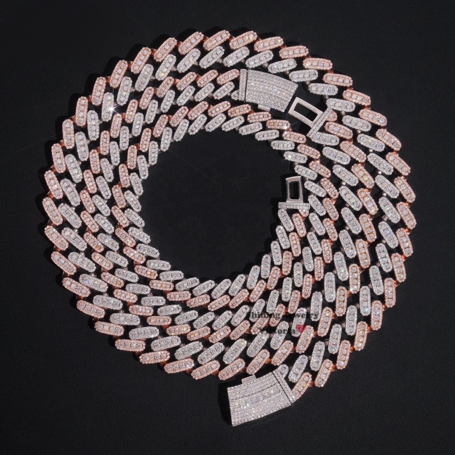 Hot Sell Men Necklace Sterling Silver 10MM 13MM Three Rows Rose Gold Cuban Link Chain Iced Out VVS Moissanite Diamond Necklace