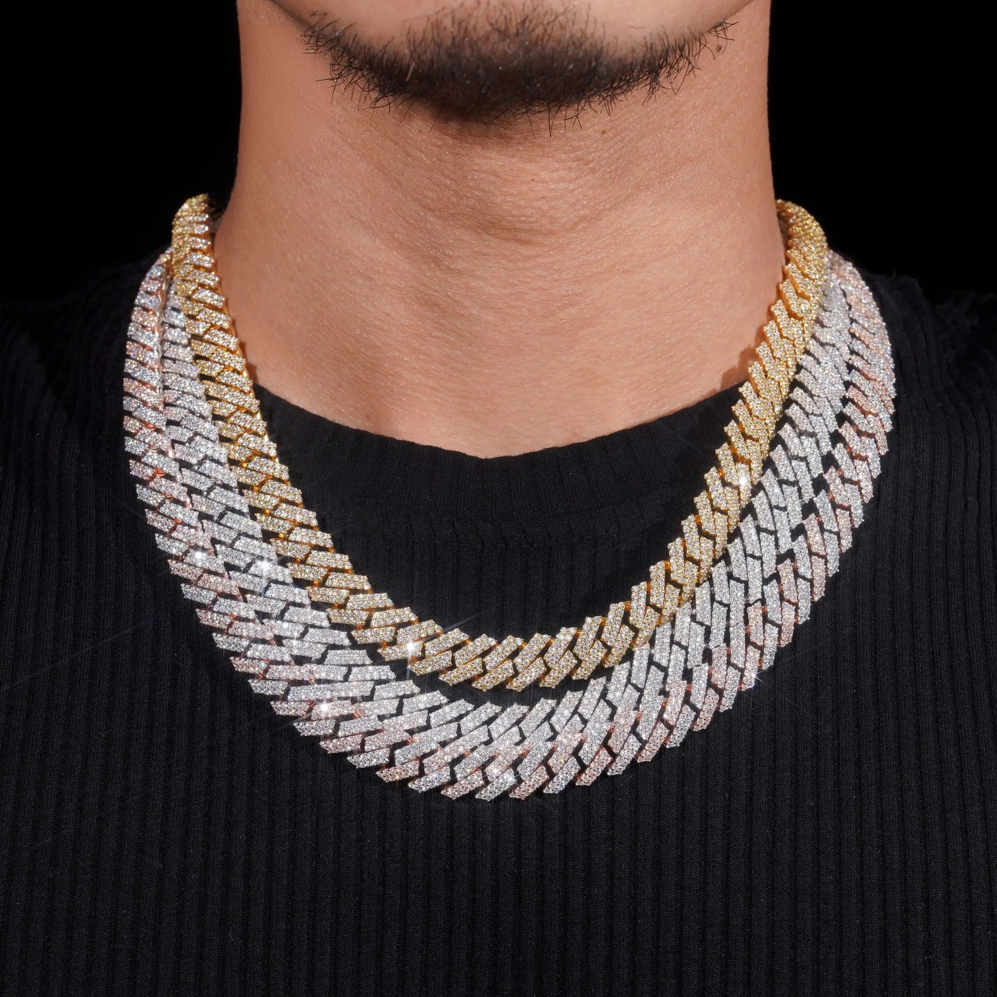 Promotion Factory Price Hip Hop Jewelry 12mm Solid 925 Sterling Silver Gold Plated GRA VVS Iced Out Moissanite Cuban Link Chain