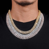 Promotion Factory Price Hip Hop Jewelry 12mm Solid 925 Sterling Silver Gold Plated GRA VVS Iced Out Moissanite Cuban Link Chain