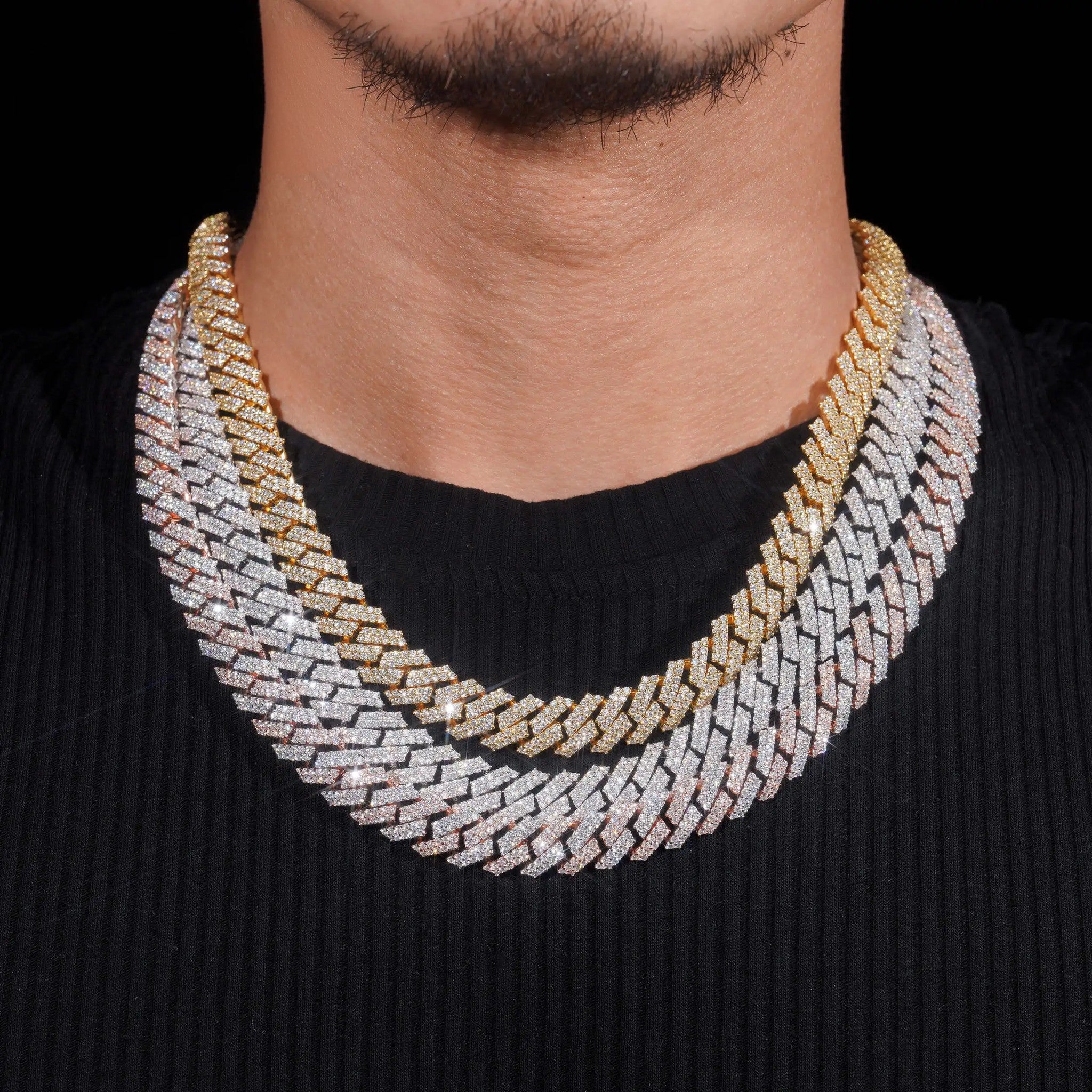 Promotion Factory Price Hip Hop Jewelry 12mm Solid 925 Sterling Silver Gold Plated GRA VVS Iced Out Moissanite Cuban Link Chain