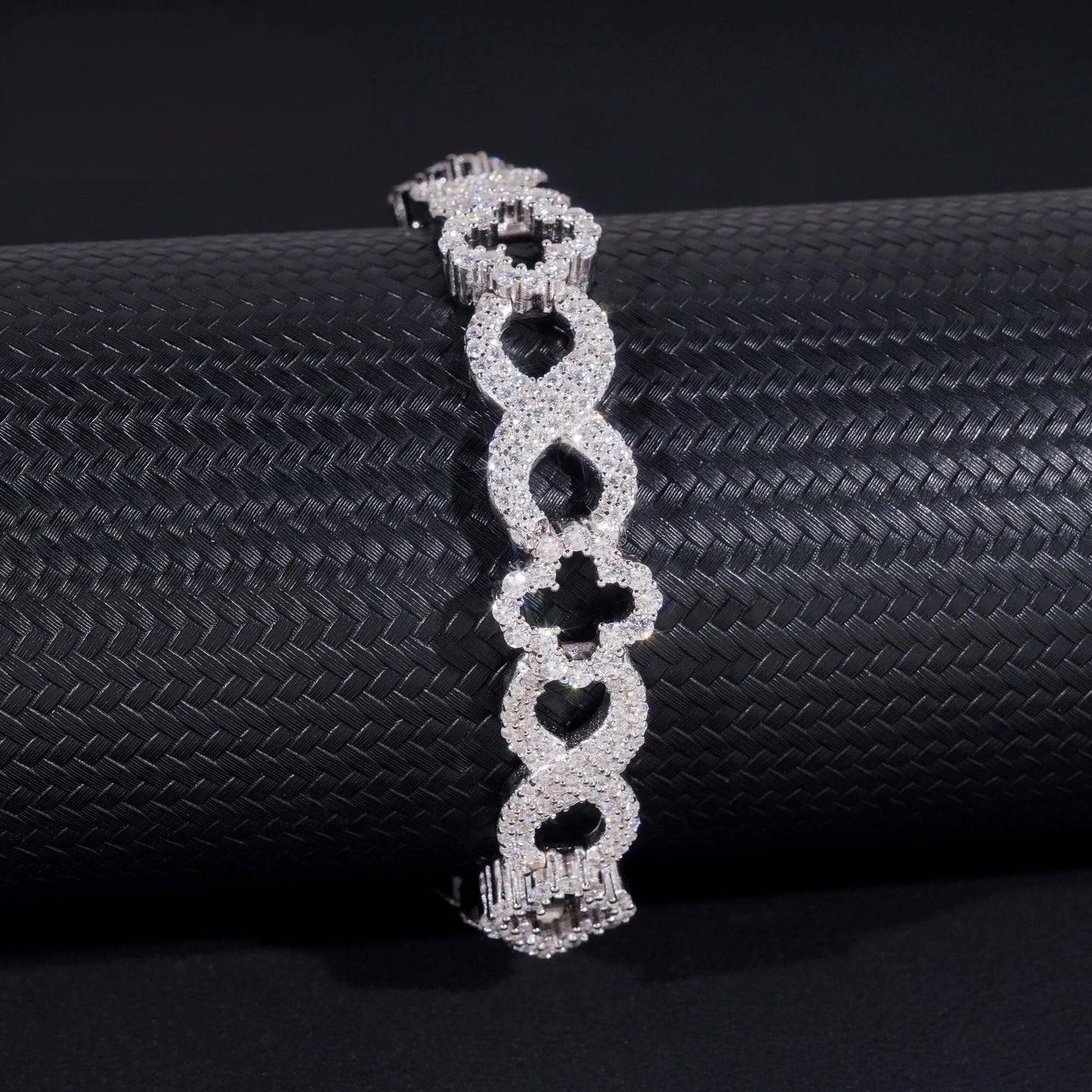 New Arrivals Hip Hop GRA Certificate 11mm 925 Silver Infinity Clover Cuban Mens Moissanite Bracelet