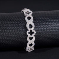 New Arrivals Hip Hop GRA Certificate 11mm 925 Silver Infinity Clover Cuban Mens Moissanite Bracelet