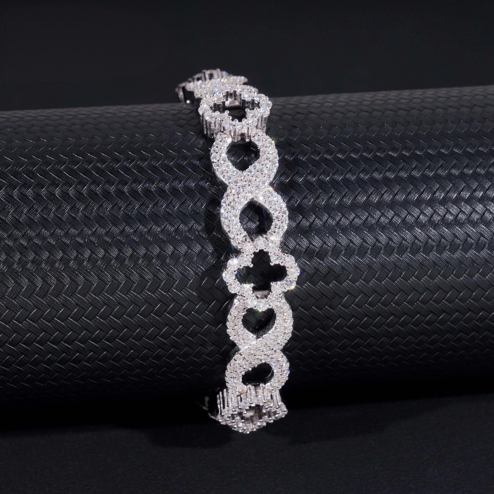 New Arrivals Hip Hop GRA Certificate 11mm 925 Silver Infinity Clover Cuban Mens Moissanite Bracelet