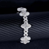 Hot Selling Hip Hop Style Rapper 925 Sterling Silver Men Infinity Cuban Link Moissanite Clover Bracelet