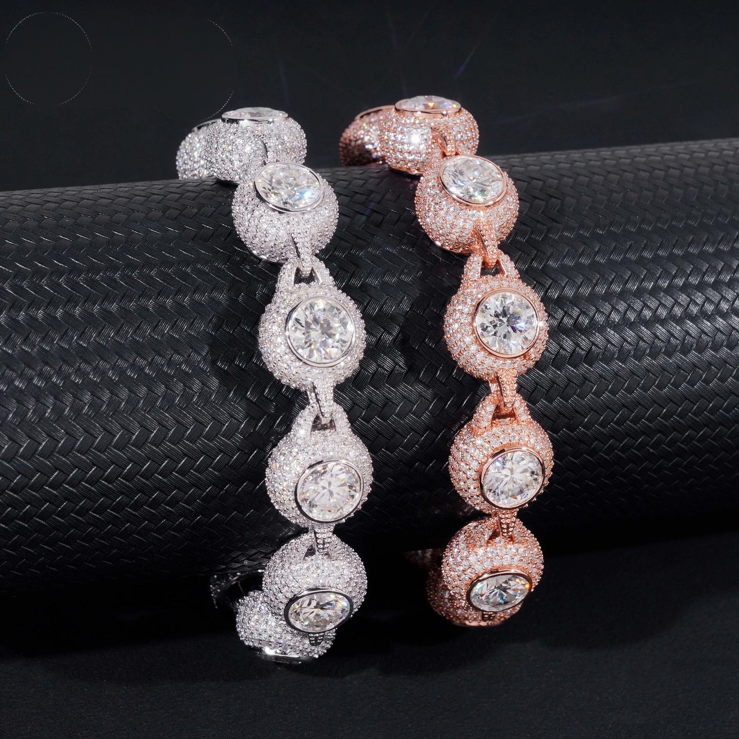 Fully Iced Out Bezel Setting 2ct Center Stone 14mm Width Hip Hop 925 Silver Men VVS Moissanite Bracelet